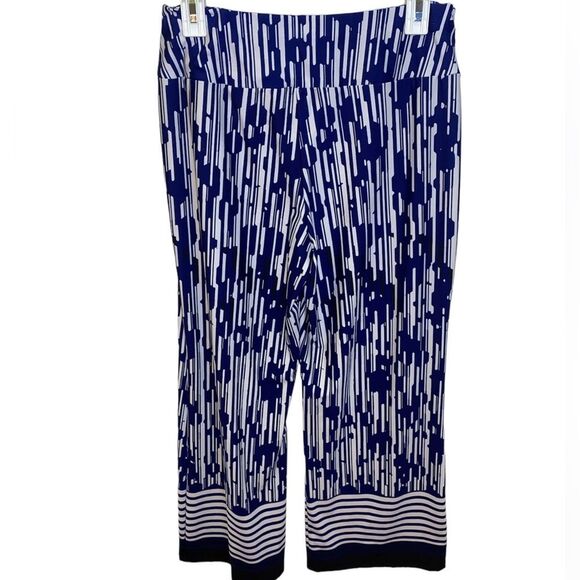 ROBERT LUIS Blue Black Striped Flowy Pull On Pants - Picture 3 of 5
